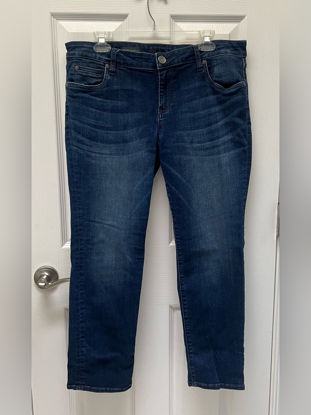 Kut from the Kloth Dark Blue Washed Catherine Boyfriend Petite Jeans Size 14P